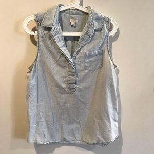 Sleeveless Chambray Shirt